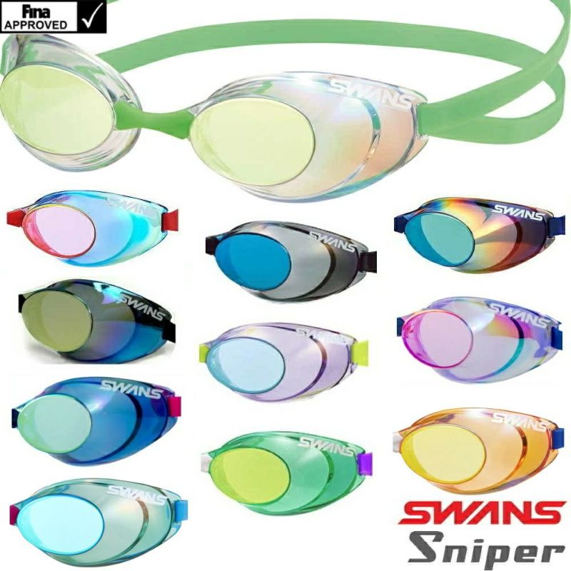 スイミングゴーグルSWANSスワンズSniperノンクッションミラーfina承認スナイパーSR-10M