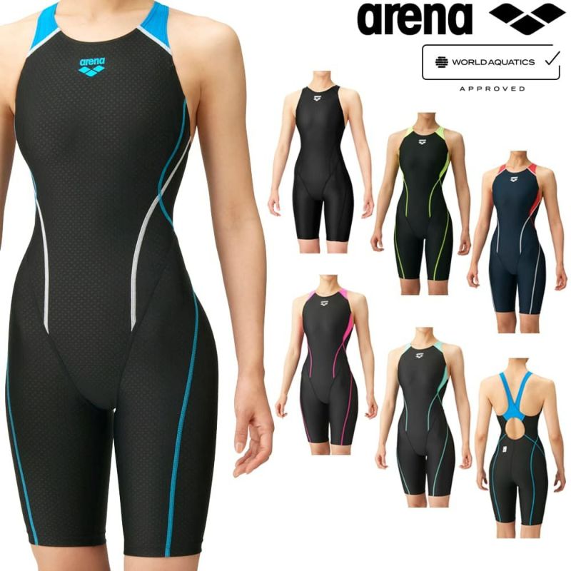 アリーナ ARENA 競泳水着 レディース fina承認 セイフリーバックスパッツ 着やストラップ オールインワン AQUA RACING AQUA  STRIPE-D ARN-2050W fina マーク あり | SWIMSHOPヒカリスポーツ［公式］