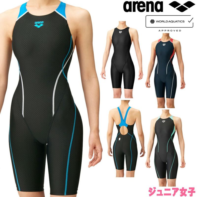 アリーナARENA競泳水着ジュニア女子fina承認ハーフスパッツオールインワン着やストラップオールインワンAQUARACINGAQUASTRIPE-DARN-2050WJfinaマークあり