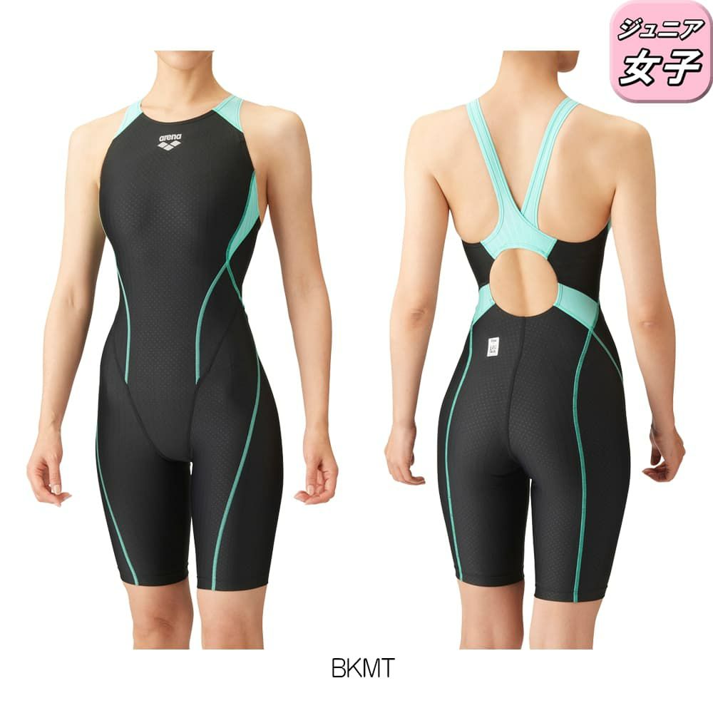 アリーナARENA競泳水着ジュニア女子fina承認ハーフスパッツオールインワン着やストラップオールインワンAQUARACINGAQUASTRIPE-DARN-2050WJfinaマークあり