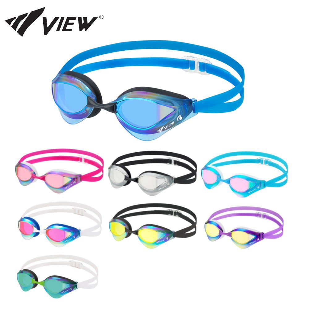 スイミングゴーグル水泳FINA承認ビューVIEWミラーゴーグルクッション付きBladeORCAブレードオルカ
