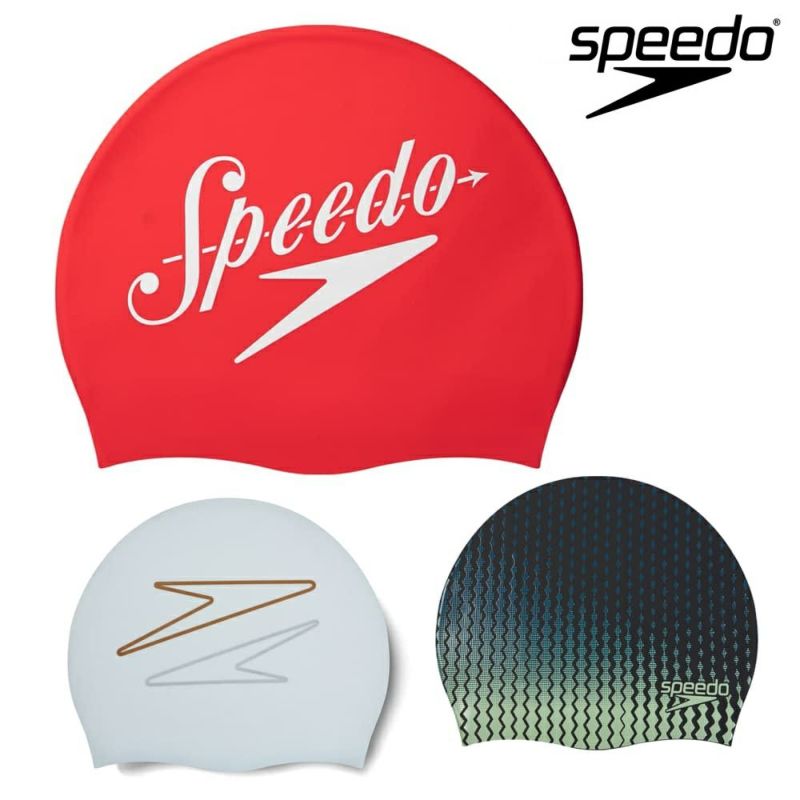 スピードSPEEDO水泳プリントシリコーンキャップスイムキャップ水泳小物シリコンキャップSE12310