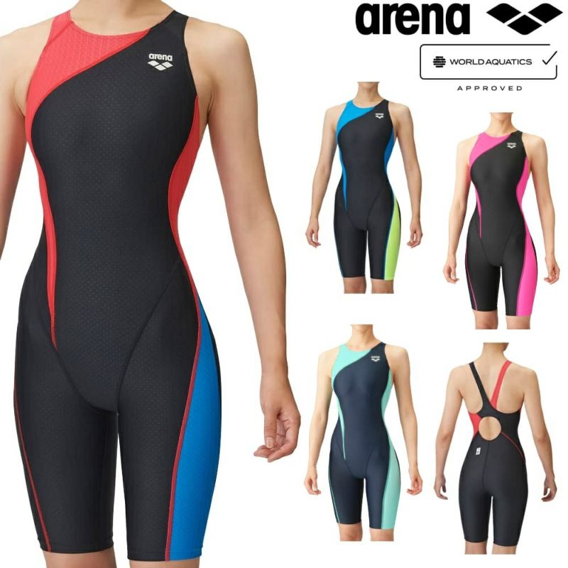 アリーナ ARENA 競泳水着 レディース WA承認モデル レーシングスパッツ オープンバック オールインワン AQUA RACING AQUA  STRIPE-D FAR-3553W fina マーク あり | SWIMSHOPヒカリスポーツ［公式］