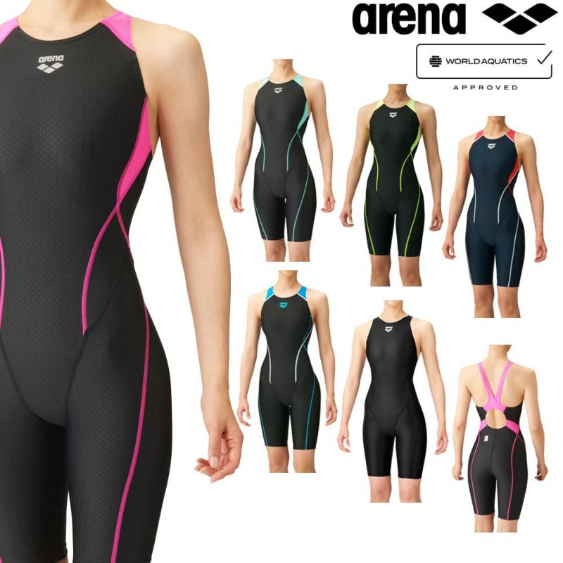 アリーナARENA競泳水着レディースWORLDAQUATICS承認セイフリーバックスパッツ(着やストラップ)AQUASTRIPE-D2024春夏モデルARN-2050WE