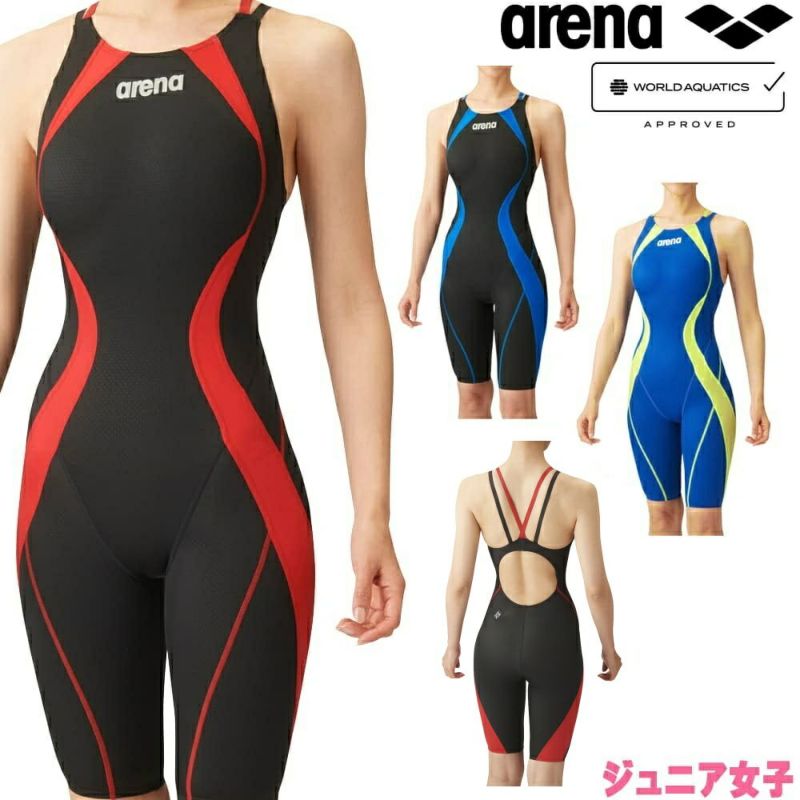 アリーナARENA競泳水着ジュニア女子WORLDAQUATICS承認レーシングワンピーススパッツ(オープンバック・ハーフレッグ)AQUAXTREME2024春夏モデルARN-4020WJ