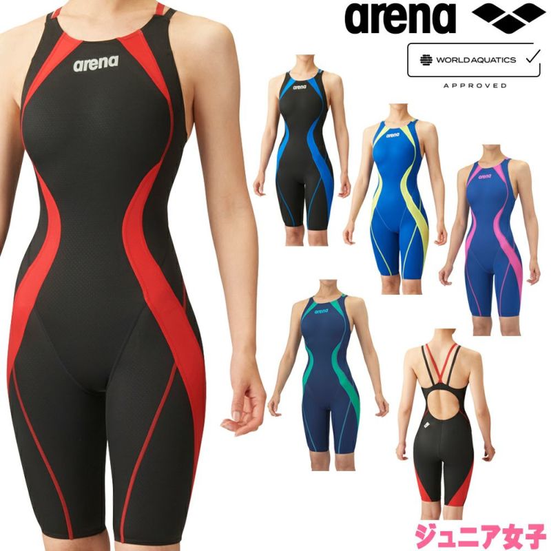 アリーナARENA競泳水着ジュニア女子WA承認モデルレーシングハーフスパッツオープンバックオールインワンAQUAADVANCEDAQUAXTREME2024年春夏モデルARN-4020WJfinaマークあり