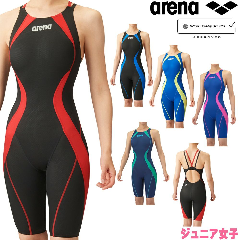 アリーナARENA競泳水着ジュニア女子WA承認モデルレーシングハーフスパッツオープンバックオールインワンAQUAADVANCEDAQUAXTREME2024年春夏モデルARN-4020WJfinaマークあり