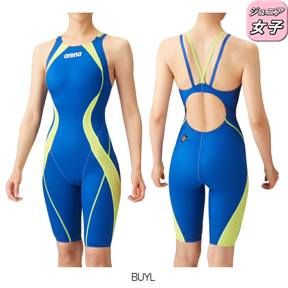 アリーナARENA競泳水着ジュニア女子WA承認モデルレーシングハーフスパッツオープンバックオールインワンAQUAADVANCEDAQUAXTREME2024年春夏モデルARN-4020WJfinaマークあり