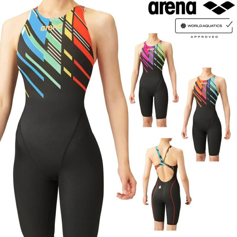 アリーナARENA競泳水着レディースWORLDAQUATICS承認レーシングワンピーススパッツ(オープンバック・ハーフレッグ)AQUAXTREME2024春夏モデルARN-4040W