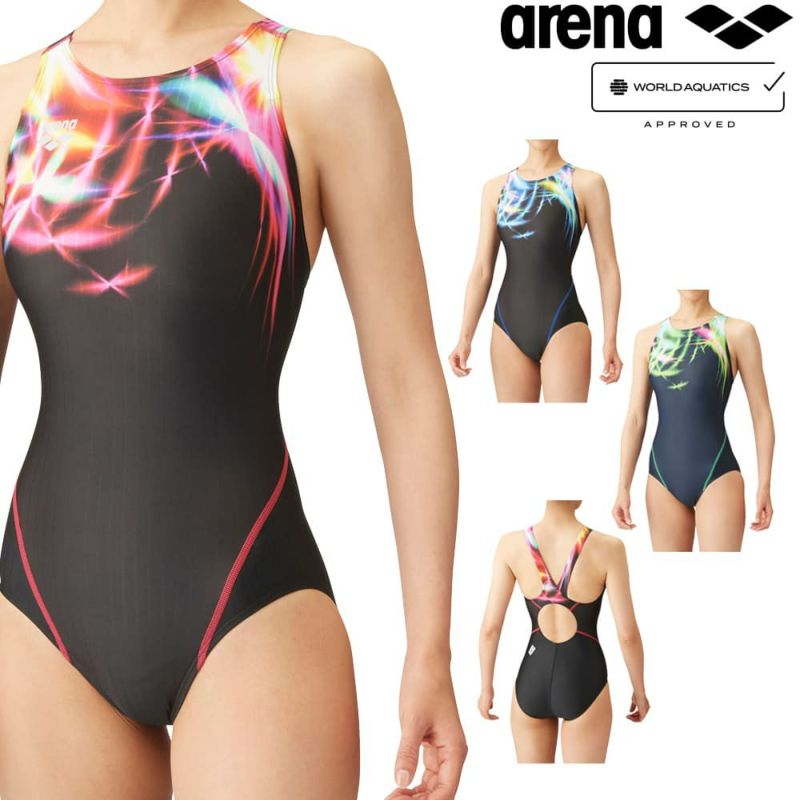 アリーナARENA競泳水着レディースWORLDAQUATICS承認レーシングワンピース(オープンバック)AQUASTRIPE-D2024春夏モデルARN-4070W