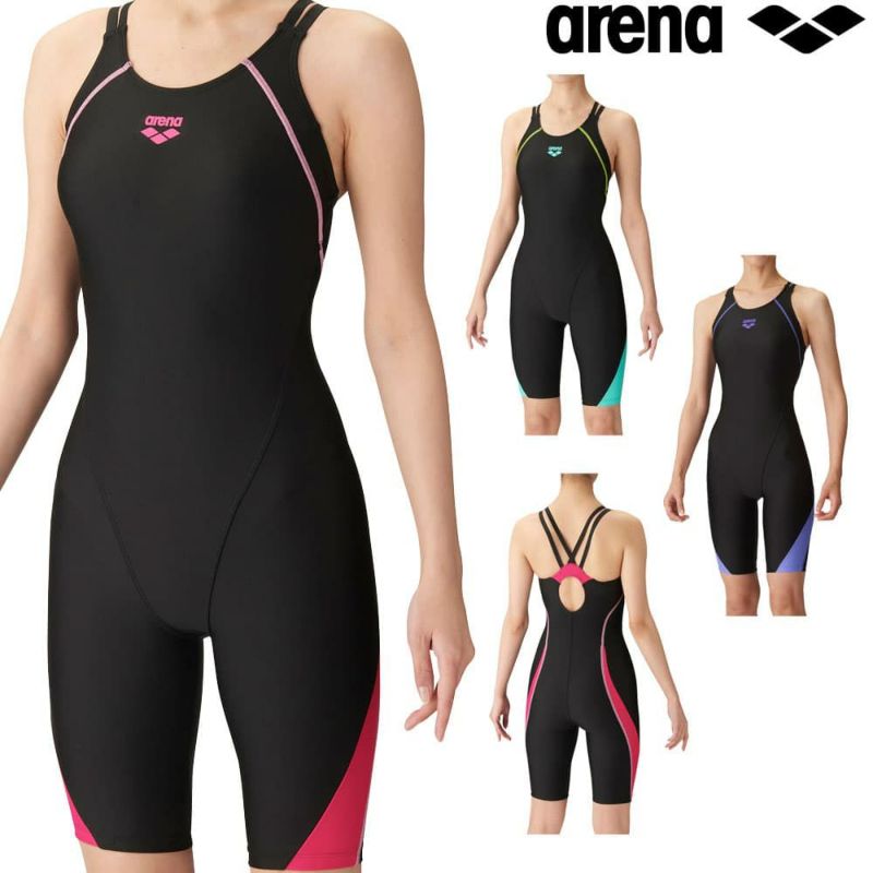 アリーナARENAフィットネス水着レディーススパッツオープンバック・ハーフレッグパッド付きAQUAEXAダブルエステルWR2024年春夏モデルLAR-4203W