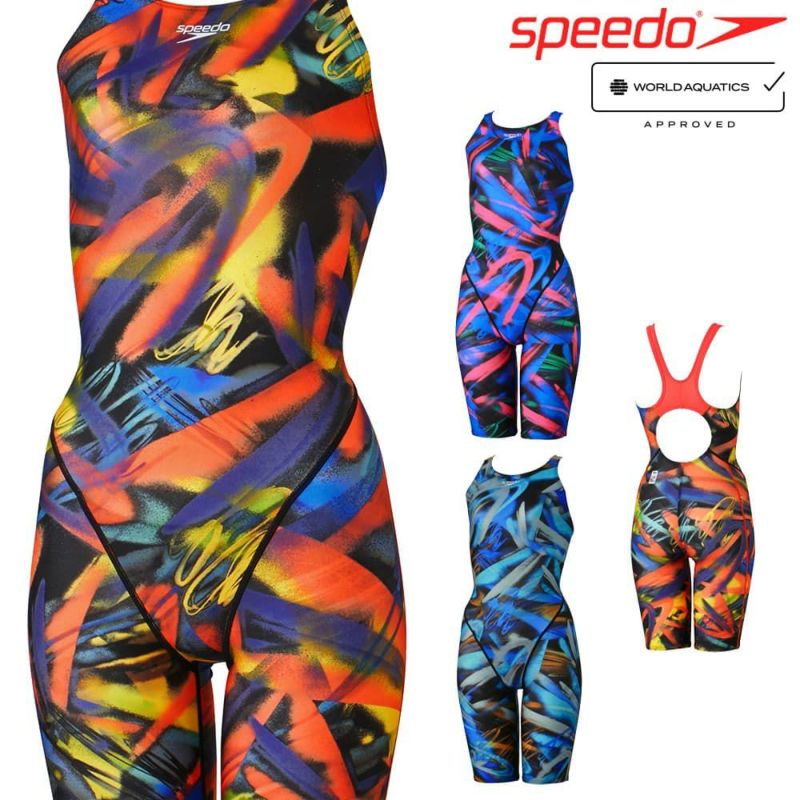 スピードSPEEDO競泳水着レディースWORLDAQUATICS承認フレックスシグマカイセミオープンバックニースキン3FLEXΣχ2024春夏モデルSCW12406F