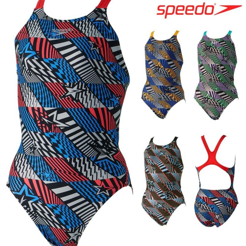 スピードSPEEDO競泳水着レディース練習用プーンジオメトリックターンズスーツENDURANCEECO競泳練習水着2024春夏モデルSTW02403