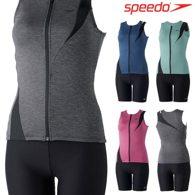 スピード SPEEDO フィットネス水着 レディース ディアゴナジッププロセパレーツ(差込みパッド付き) Heather Stretch ECO  2024年春夏モデル SFW32410 SWIMSHOPヒカリスポーツ［公式］