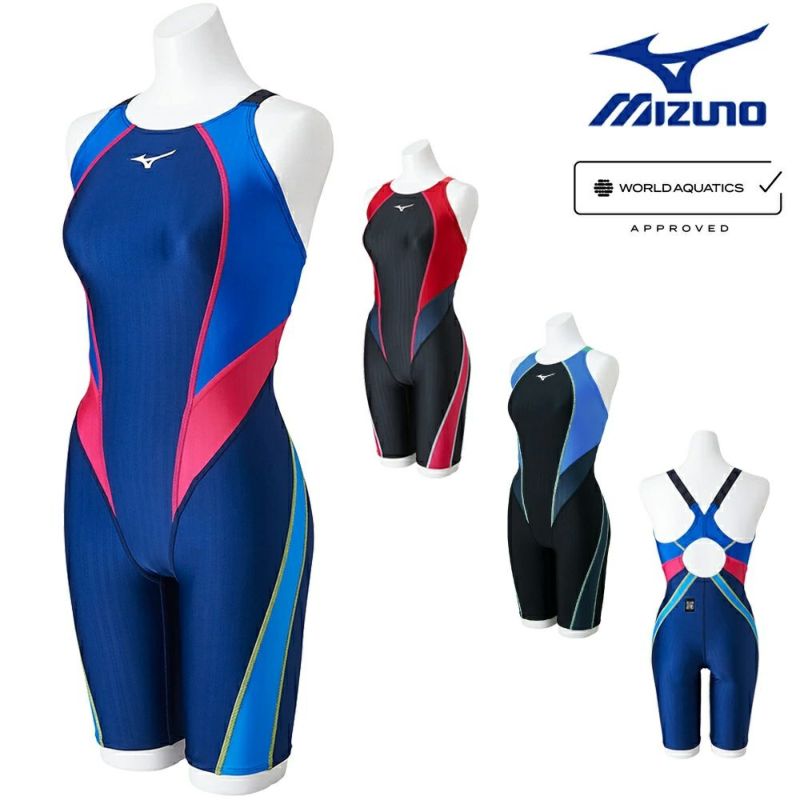 ミズノMIZUNO競泳水着レディースWA承認モデルSTREAMACEハーフスーツマスターズバックストリームフィットA2024年春夏モデルN2MGB240finaマークあり