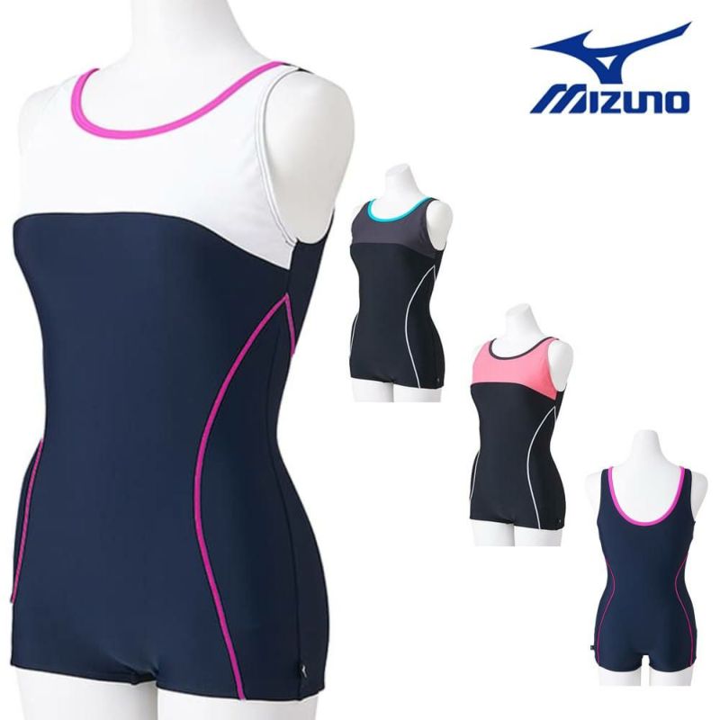 ミズノMIZUNOフィットネス水着レディースワンピースドレスアップスイムパッド付き2024春夏モデルN2JAB322