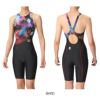 アリーナARENA競泳水着レディースWORLDAQUATICS承認レーシングワンピーススパッツオープンバックハーフレッグAQUASTRIPE-D2024秋冬モデルAS4FRC68W
