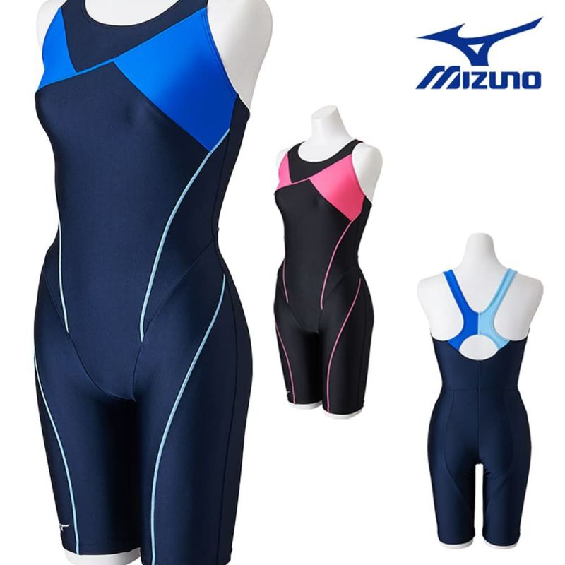 ミズノMIZUNOフィットネス水着レディースSTROKEONEオールインワンUPKICKERパッド付き2024年春夏モデルN2JGB301