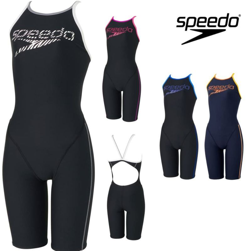 スピードSPEEDO競泳水着練習用水着レディースゼブラスタックターンズニースキンENDURANCEECO競泳練習水着オールインワン2024年秋冬モデルSTW12450