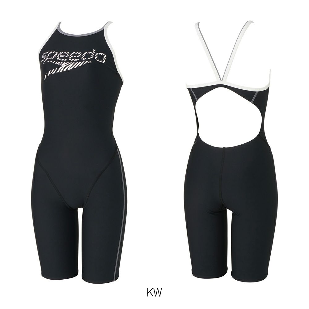 スピードSPEEDO競泳水着練習用水着レディースゼブラスタックターンズニースキンENDURANCEECO競泳練習水着オールインワン2024年秋冬モデルSTW12450