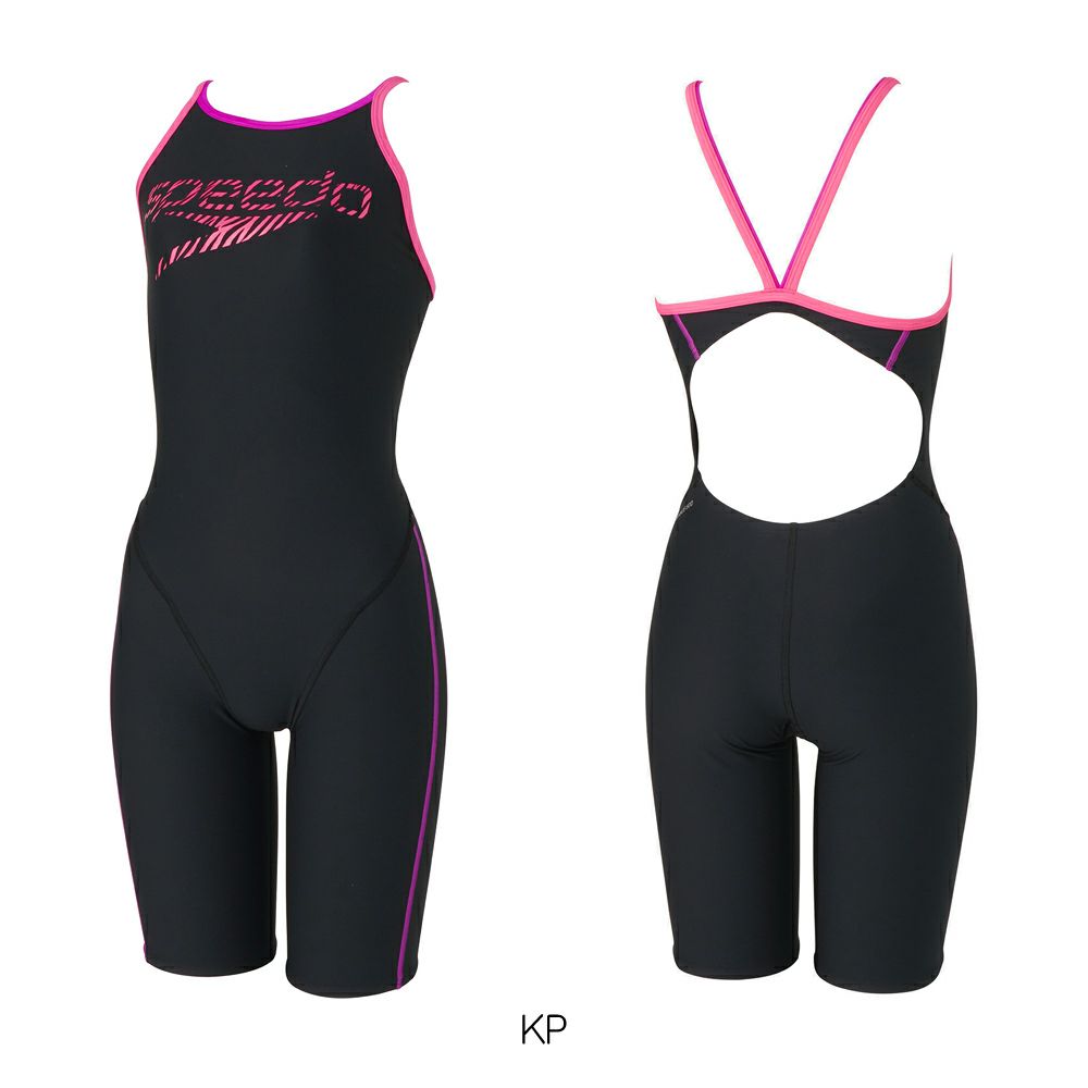 スピードSPEEDO競泳水着練習用水着レディースゼブラスタックターンズニースキンENDURANCEECO競泳練習水着オールインワン2024年秋冬モデルSTW12450
