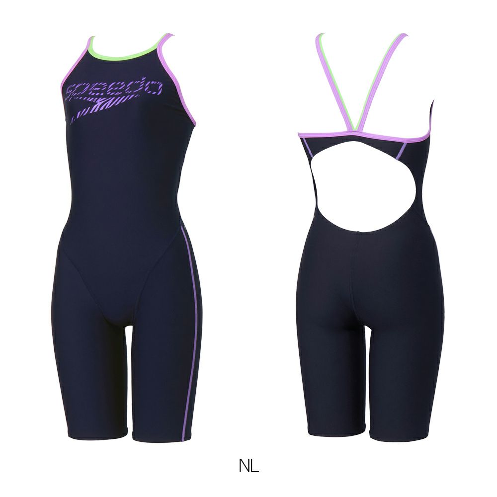 スピードSPEEDO競泳水着練習用水着レディースゼブラスタックターンズニースキンENDURANCEECO競泳練習水着オールインワン2024年秋冬モデルSTW12450