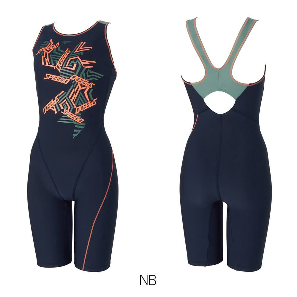 スピードSPEEDOフィットネス水着レディースジオメトリックロゴルースンニースキンパッド付きUltraStretchECO2024年秋冬モデルSFW12451