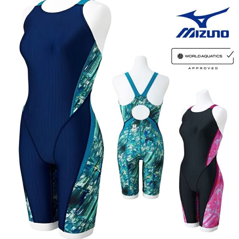 ミズノMIZUNO競泳水着レディースWORLDAQUATICS承認STREAMACEハーフスーツ(マスターズバック)オールインワンストリームフィットA2024年秋冬モデルN2MGB743