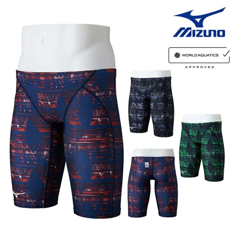 ミズノMIZUNO競泳水着メンズWORLDAQUATICS承認ハーフスパッツストリームフィットA2024年秋冬モデルN2MBB544