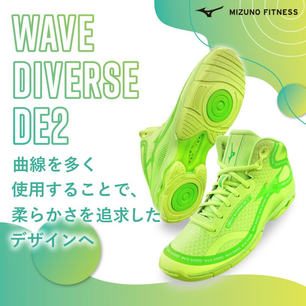 MIZUNOミズノダンスエクササイズ向けフィットネスシューズユニセックスWAVEDIVERSEDE2ウエーブダイバースDE2K1GF2374