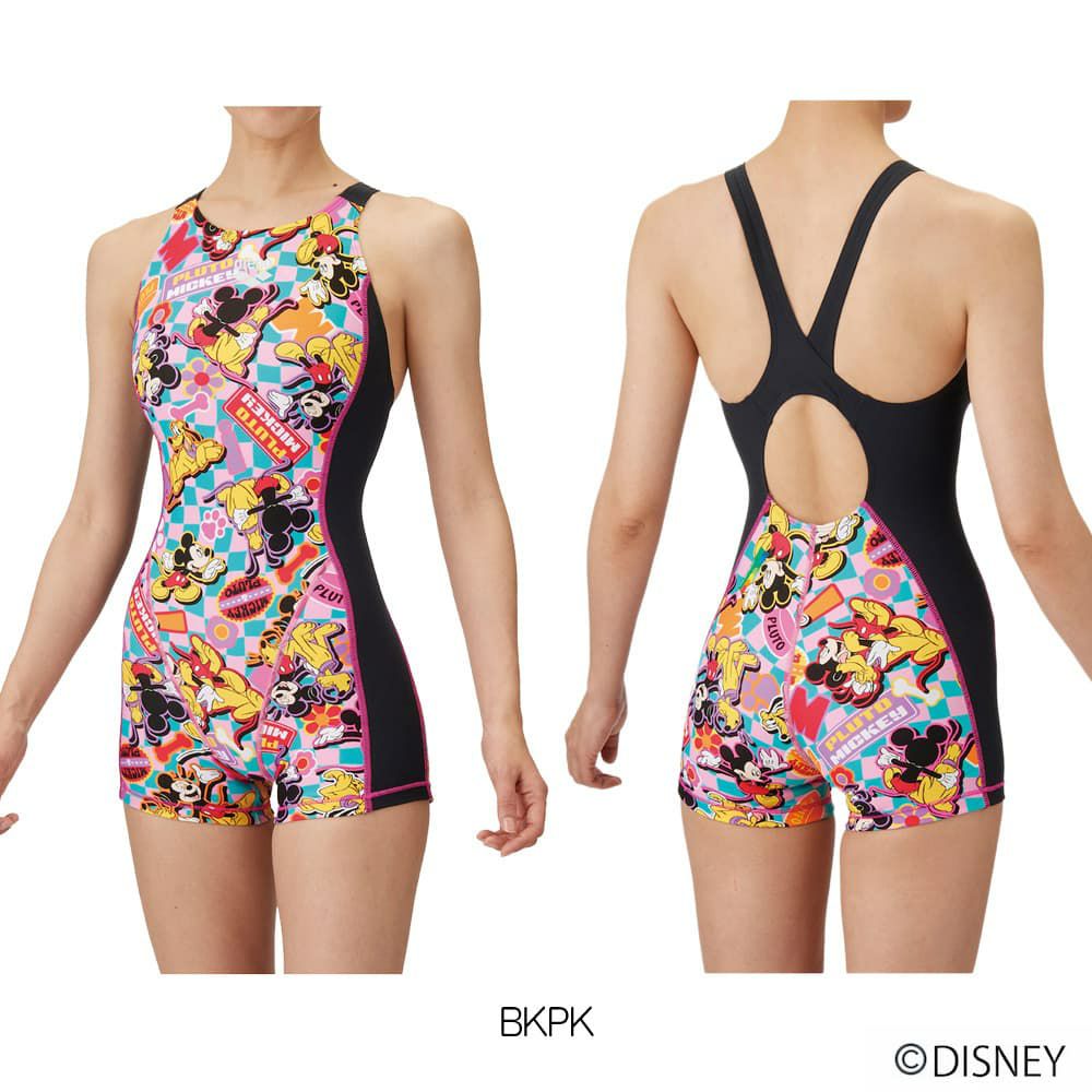 アリーナARENA競泳水着練習用水着レディーストレーニングワンピーススパッツオープンバックミドルレッグオールインワンディズニー“ミッキー”“プルート”タフスーツタフスキンEP競泳練習水着2025年春夏モデルAS5SWM53L