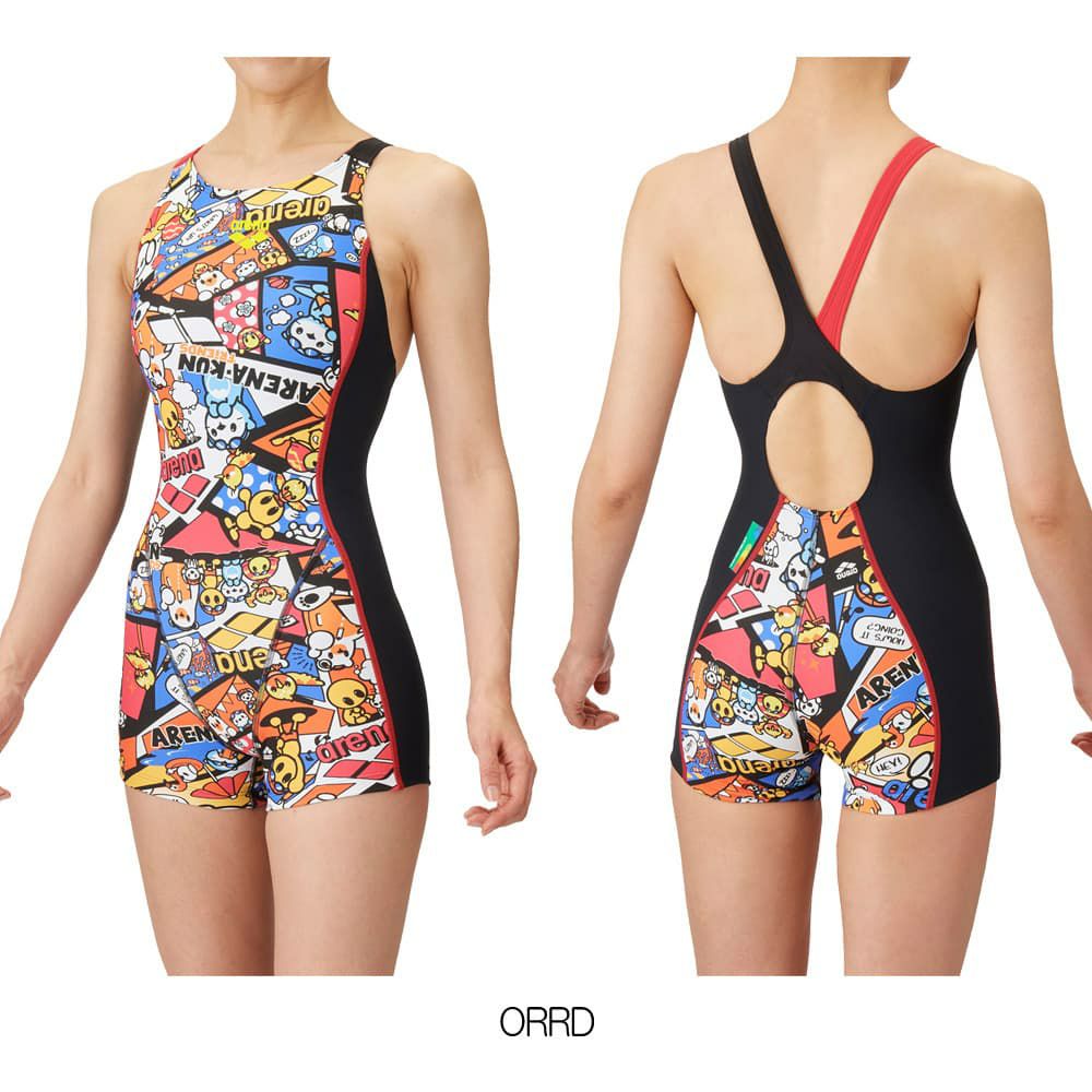 アリーナARENA競泳水着練習用水着レディーストレーニングワンピーススパッツオープンバックミドルレッグオールインワンタフスーツアリーナ君タフスキンE競泳練習水着2025年春夏モデルAS5SWM16L