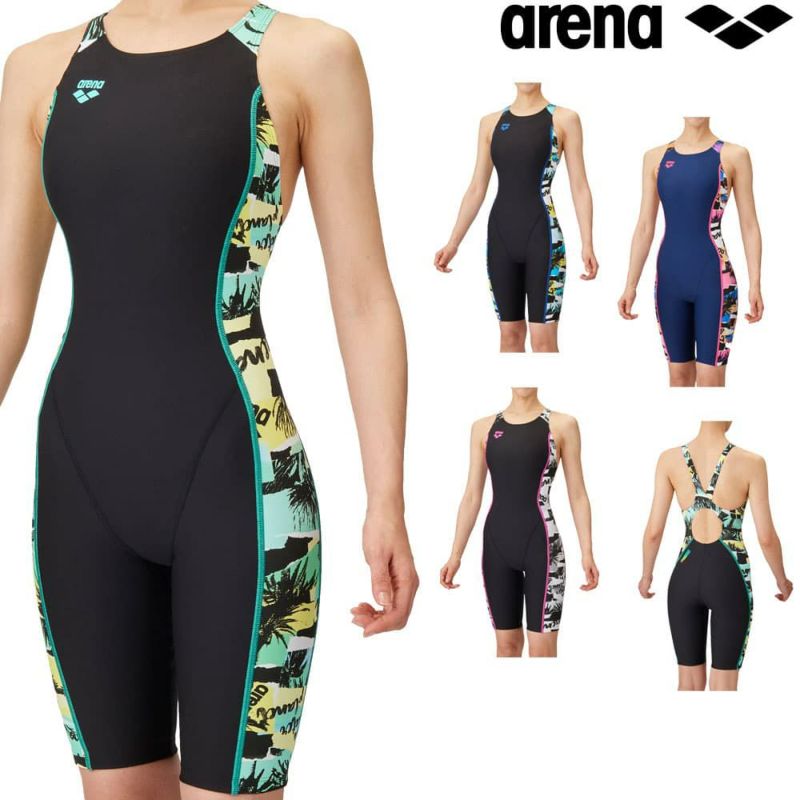 アリーナARENA競泳水着練習用水着レディーストレーニングワンピーススパッツオープンバックハーフレッグオールインワンタフスーツタフスキンE競泳練習水着2025年春夏モデルAS5SWM28L