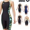 アリーナARENA競泳水着練習用水着レディーストレーニングワンピーススパッツオープンバックハーフレッグオールインワンタフスーツタフスキンE競泳練習水着2025年春夏モデルAS5SWM28L