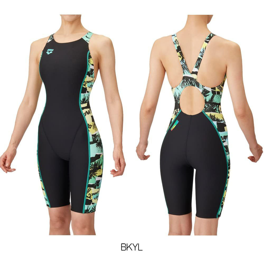 アリーナARENA競泳水着練習用水着レディーストレーニングワンピーススパッツオープンバックハーフレッグオールインワンタフスーツタフスキンE競泳練習水着2025年春夏モデルAS5SWM28L