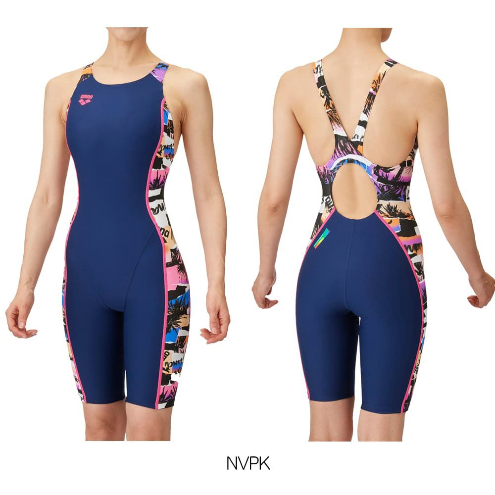 アリーナARENA競泳水着練習用水着レディーストレーニングワンピーススパッツオープンバックハーフレッグオールインワンタフスーツタフスキンE競泳練習水着2025年春夏モデルAS5SWM28L