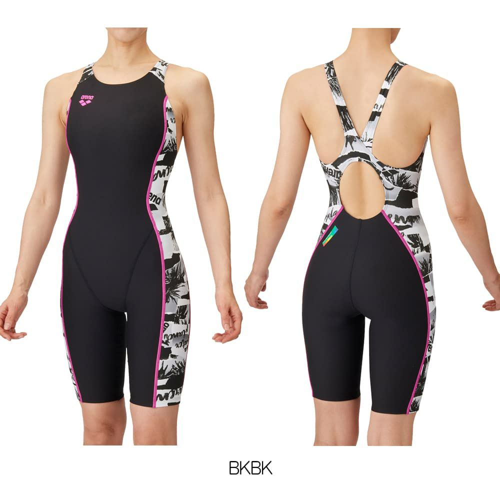 アリーナARENA競泳水着練習用水着レディーストレーニングワンピーススパッツオープンバックハーフレッグオールインワンタフスーツタフスキンE競泳練習水着2025年春夏モデルAS5SWM28L