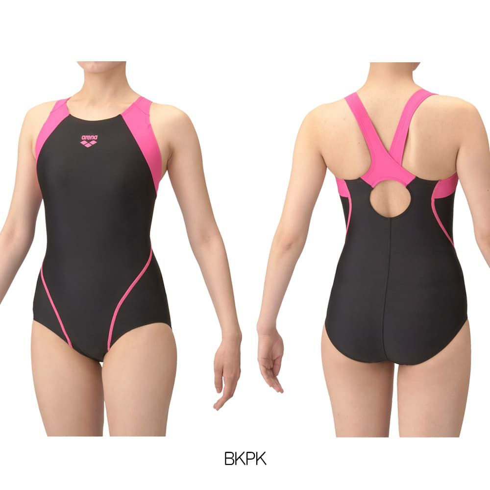 アリーナARENAフィットネス水着レディースフィットネスワンピースオープンバックひっかけパッドパッド付きAQUAEXAダブルエステルWR2025年春夏モデルAS5SWF01L