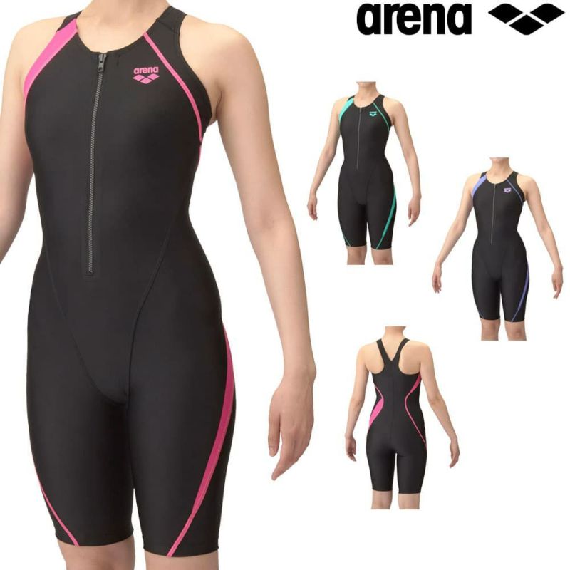 アリーナARENAフィットネス水着レディースフィットネスワンピーススパッツYバックハーフレッグ差し込みパッドオールインワンパッド付きAQUAEXAダブルエステルWR2025年春夏モデルAS5SWF04L