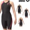 アリーナARENAフィットネス水着レディースフィットネスワンピーススパッツYバックハーフレッグ差し込みパッドオールインワンパッド付きAQUAEXAダブルエステルWR2025年春夏モデルAS5SWF04L