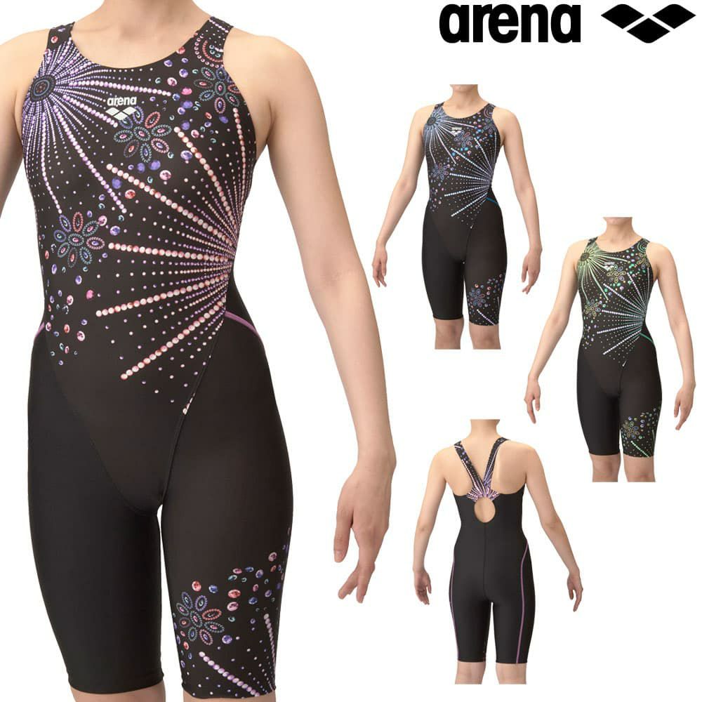 アリーナARENAフィットネス水着レディースフィットネスワンピーススパッツオープンバックハーフレッグひっかけパッドオールインワンパッド付きAQUAEXAダブルエステルWR2025年春夏モデルAS5SWF14L