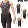 アリーナARENAフィットネス水着レディースフィットネスワンピーススパッツオープンバックハーフレッグひっかけパッドオールインワンパッド付きAQUAEXAダブルエステルWR2025年春夏モデルAS5SWF14L
