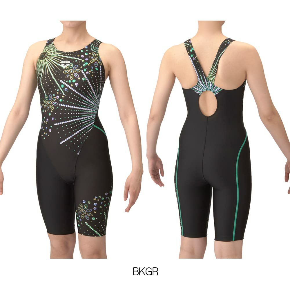 アリーナARENAフィットネス水着レディースフィットネスワンピーススパッツオープンバックハーフレッグひっかけパッドオールインワンパッド付きAQUAEXAダブルエステルWR2025年春夏モデルAS5SWF14L