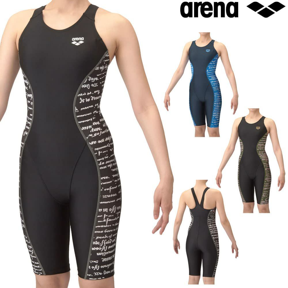 アリーナARENAフィットネス水着レディースフィットネスワンピーススパッツカバーバックハーフレッグぴったりパッドオールインワンパッド付きAQUAEXAダブルエステルWR2025年春夏モデルAS5SWF15L