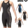 アリーナARENAフィットネス水着レディースフィットネスワンピーススパッツカバーバックハーフレッグぴったりパッドオールインワンパッド付きAQUAEXAダブルエステルWR2025年春夏モデルAS5SWF15L