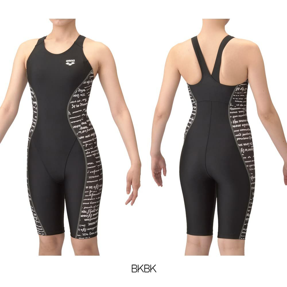 アリーナARENAフィットネス水着レディースフィットネスワンピーススパッツカバーバックハーフレッグぴったりパッドオールインワンパッド付きAQUAEXAダブルエステルWR2025年春夏モデルAS5SWF15L