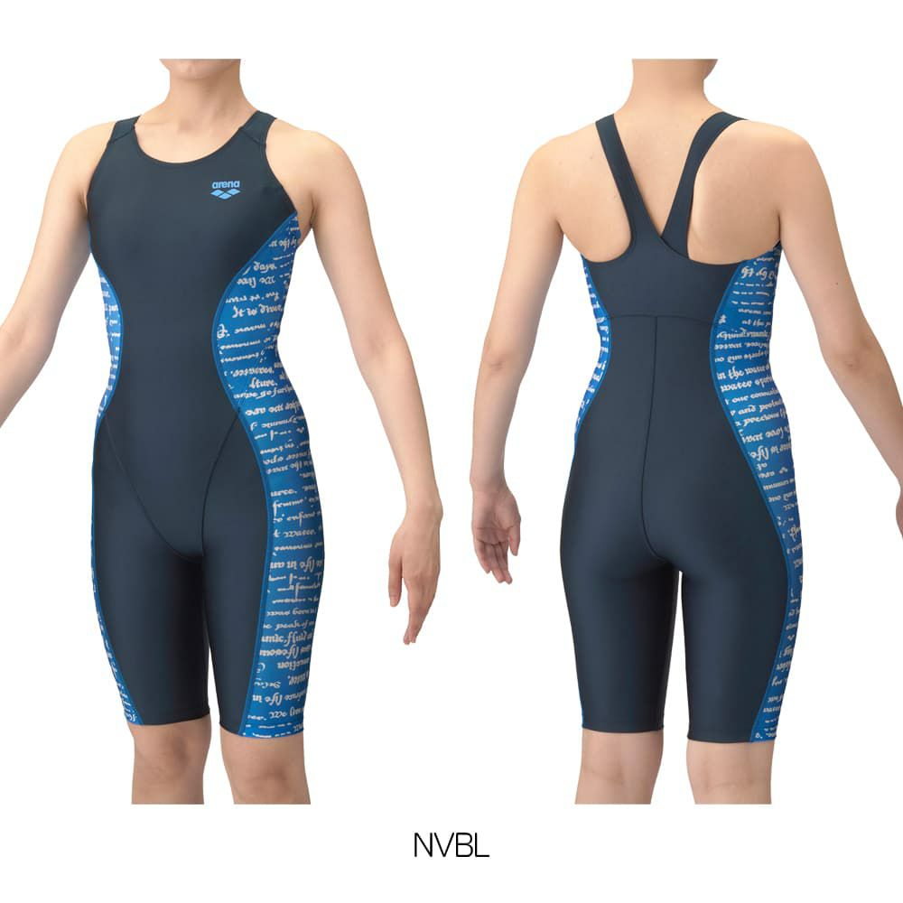 アリーナARENAフィットネス水着レディースフィットネスワンピーススパッツカバーバックハーフレッグぴったりパッドオールインワンパッド付きAQUAEXAダブルエステルWR2025年春夏モデルAS5SWF15L