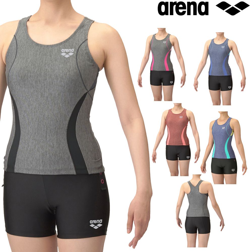 アリーナARENAフィットネス水着レディースフィットネスセパレーツYバックショートレッグ差し込みパッドパッド付きモク2Way2025年春夏モデルAS5SWF40L