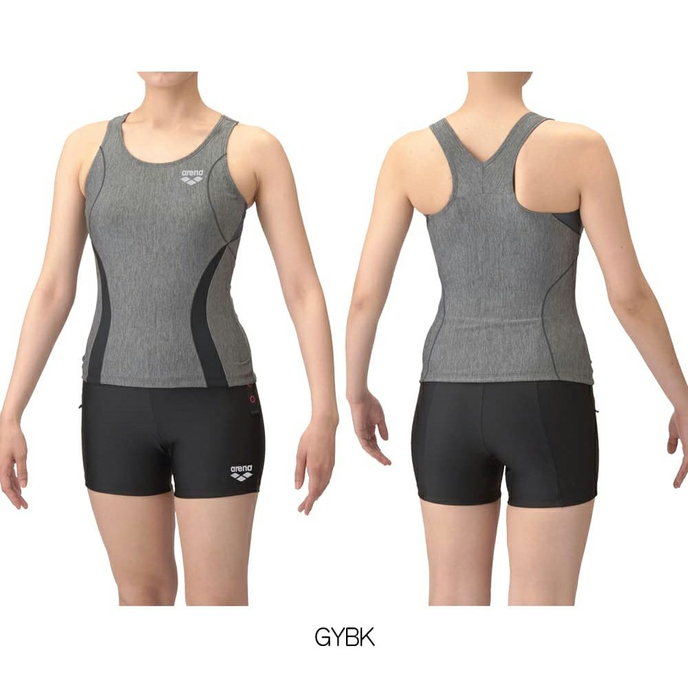 アリーナARENAフィットネス水着レディースフィットネスセパレーツYバックショートレッグ差し込みパッドパッド付きモク2Way2025年春夏モデルAS5SWF40L