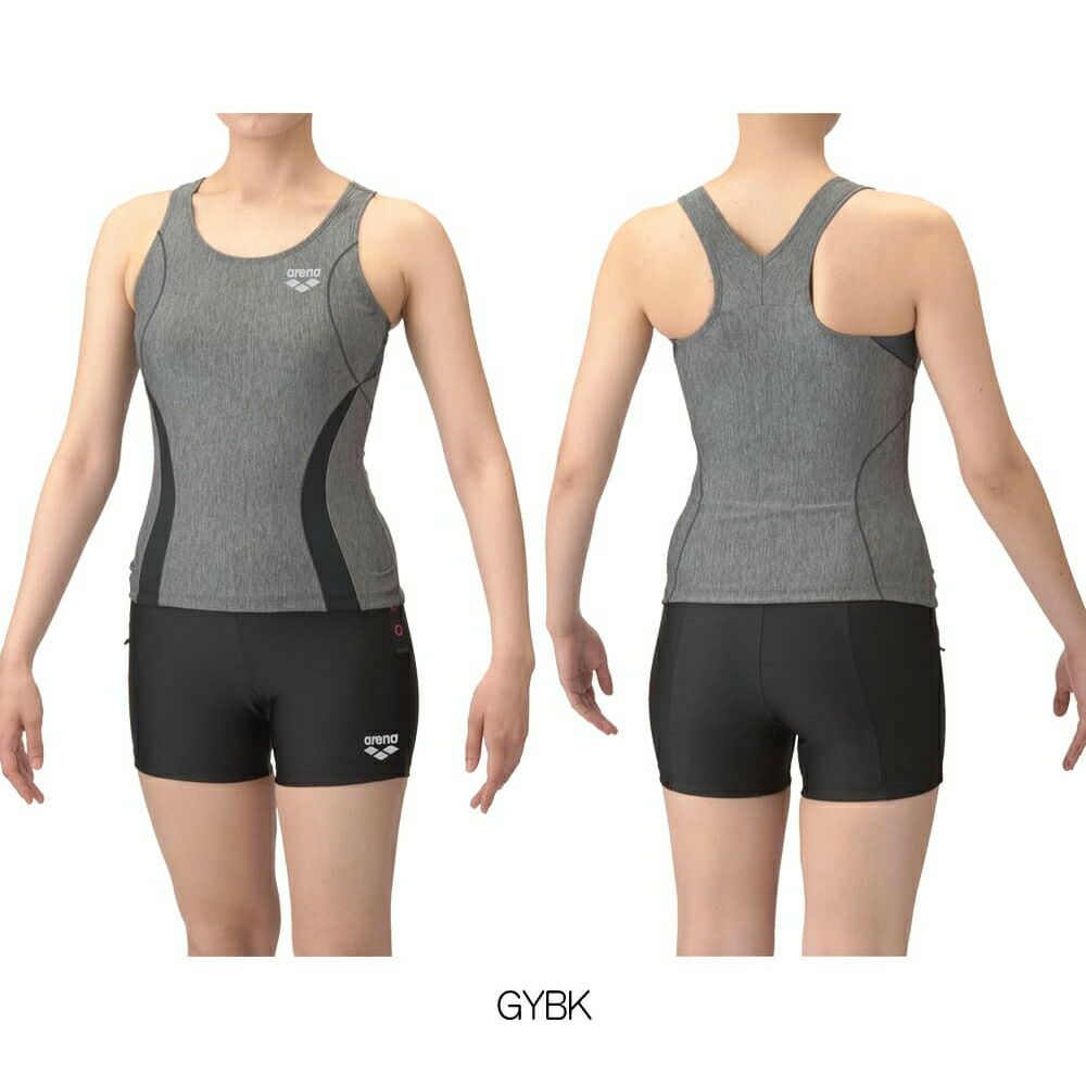 アリーナARENAフィットネス水着レディースフィットネスセパレーツYバックショートレッグ差し込みパッドパッド付きAS5SWF40L